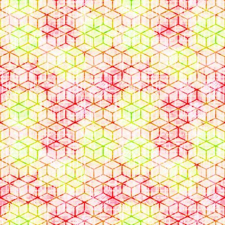 Seamless watercolor geometric pattern. Hand-drawn illustration.の写真素材