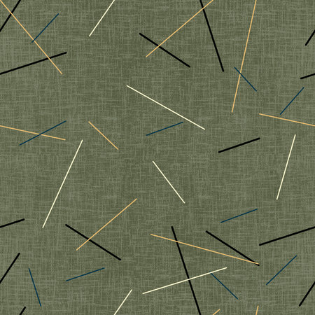 Seamless pattern with black lines on a dark green background.の写真素材