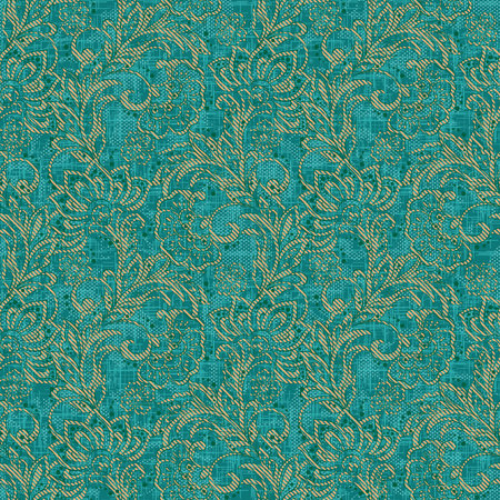 Seamless floral damask pattern. Vector illustration in blue and green tonesの写真素材