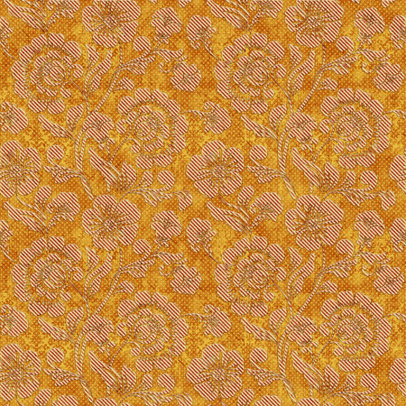 Seamless floral pattern in yellow and orange tones. Vector image.の写真素材