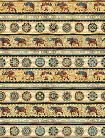 Fabric texture with a pattern of elephants. Seamless background.の写真素材