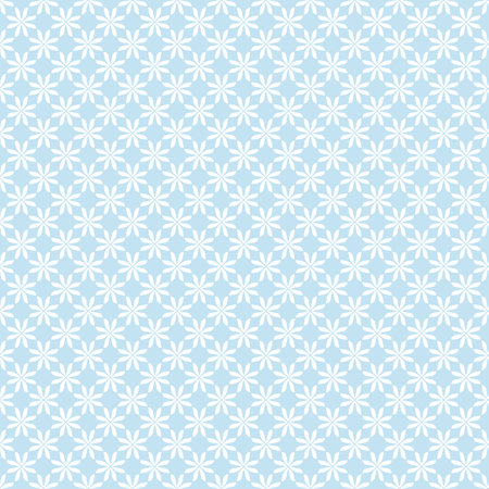 Seamless pattern with white flowers on blue background. Vector illustration.の写真素材