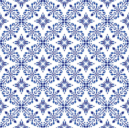 Seamless pattern illustration in traditional style - like Portuguese tiles azulejoの写真素材