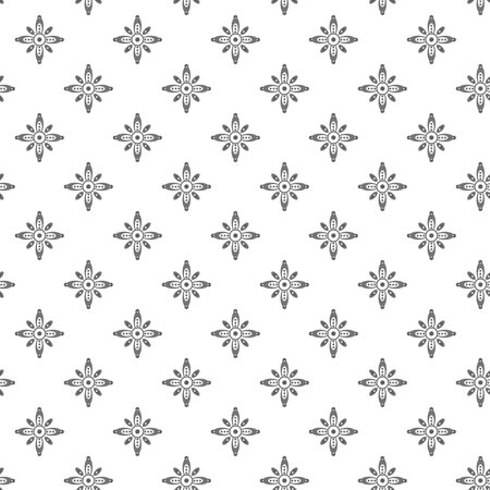 Vintage style vector seamless pattern. Retro geometric flower ornament. Elegant blue and white mosaic pattern. Perfect for textile, scrapbooking, print, background or wrapping paper.の写真素材
