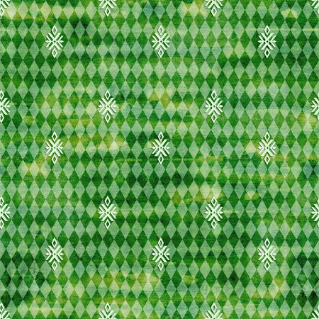 Seamless pattern of snowflakes on a green background.の写真素材
