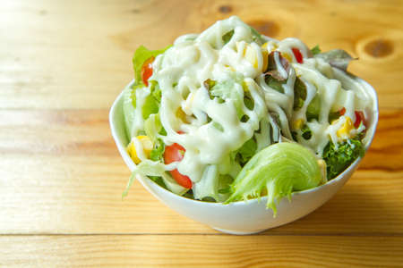 salad with vegetables and greensの写真素材