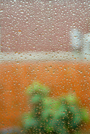 Water drops on glassの写真素材