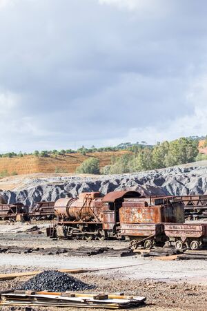 Old steam locomotive abandoned mine in Rio Tinto, Huelva, Andalusia, Spain.