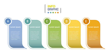Business infographics template, standing signs with five setps or options.のイラスト素材