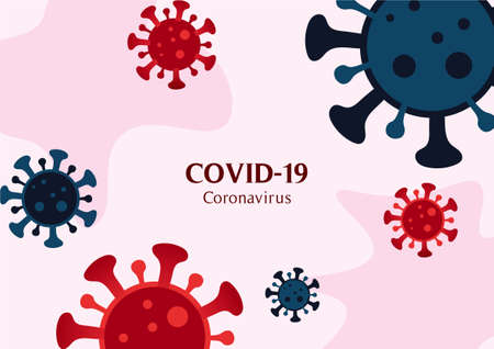 Covid-19 Coronavirus global pandemic outbreak vector design. Red means alarm, blue and black means darkness is not visible, pink background means spread.のイラスト素材