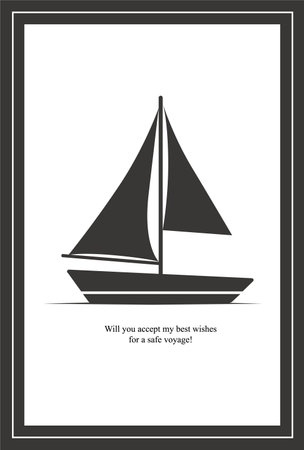 Sailing boat postcard, good voyage, a conceptual design of farewell blessings. Vector illustration.のイラスト素材