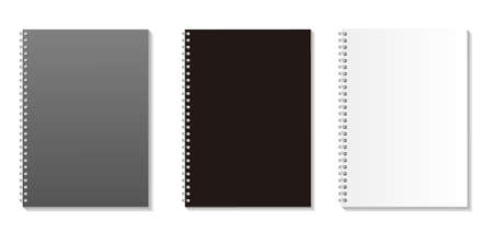 Templates design for spiral notebook. Blank vector graphics in black, white, and gray.のイラスト素材