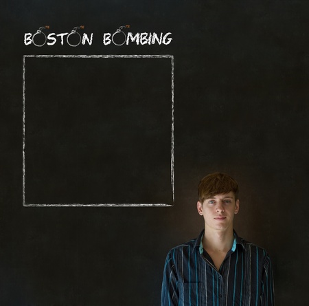 Sad angry or upset businessman, teacher or student thinking  about the Boston Bombing with to do...