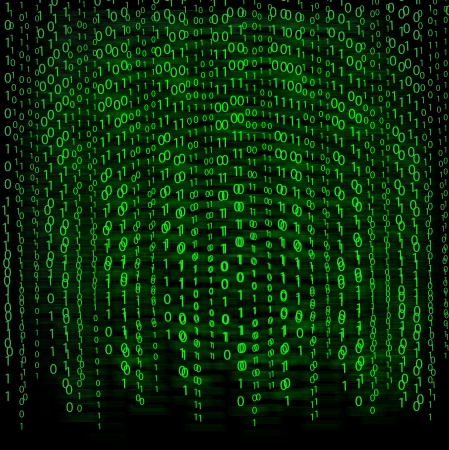 Computer code binary matrix on blackboard backgroundの写真素材