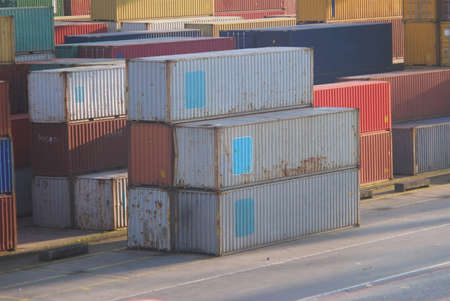 Lot of Containers in a discharge area - import export of goods