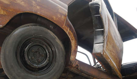 Interior view of a scrap carの写真素材