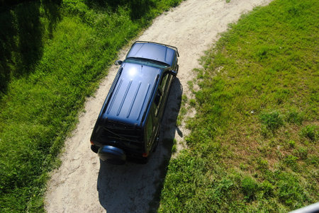 Top view of 4x4 carの写真素材