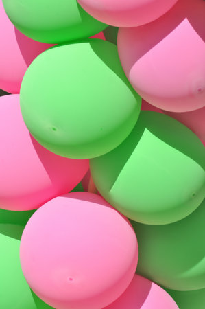 Texture, background of balloons with different colors and sizesの写真素材