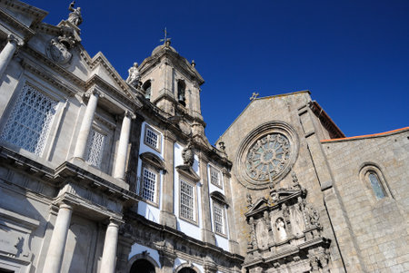 Top of the SÃ£o Francisco church in downtown Porto, Portugalの写真素材