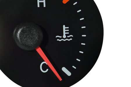 Speedometer isolated on white background with clipping path. Close up.