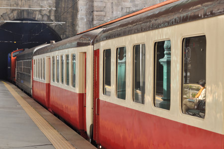 Train at the railway station in Porto, Portugal, Europe.