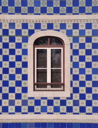 Detail of a window in a typical Portuguese tiles.の写真素材