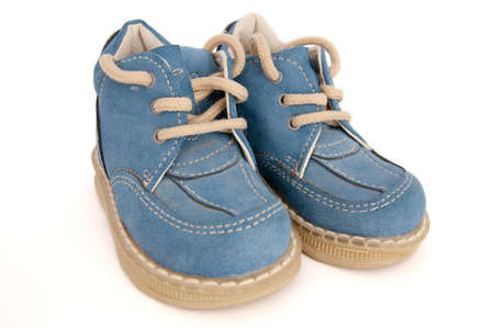 sweet small blue baby shoesの写真素材