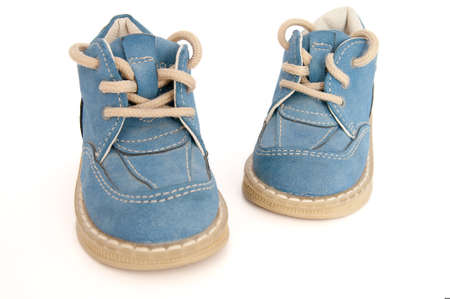 sweet small blue baby shoesの写真素材