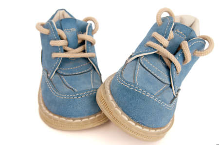 sweet small blue baby shoesの写真素材
