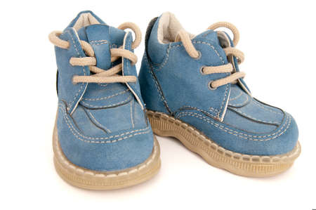 sweet small blue baby shoesの写真素材