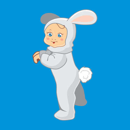 illustration of baby bunnies in a suit.のイラスト素材