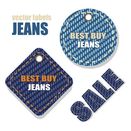 Jeans vector labels with information about the sale のイラスト素材