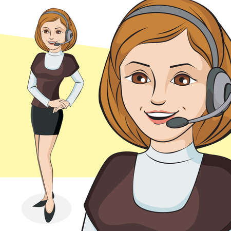 Beautiful business woman talking character. Vector illustration.のイラスト素材
