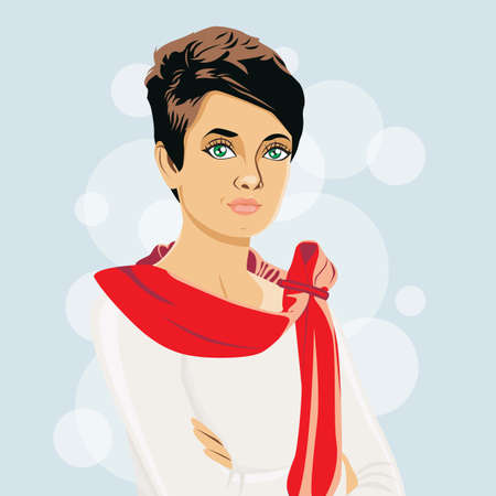 Female character. Vector illyustratsiya.Ikonka card.のイラスト素材