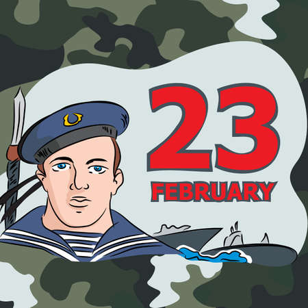 Marine armed sily.Vektornaya illustration. Greeting otkrytka.Flot marinesのイラスト素材