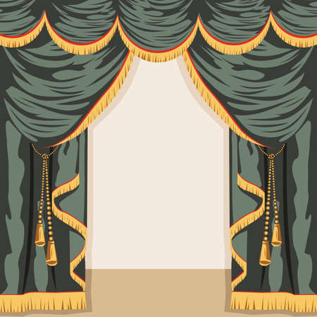 Large and expensive scenes of green with Golden fringe.のイラスト素材