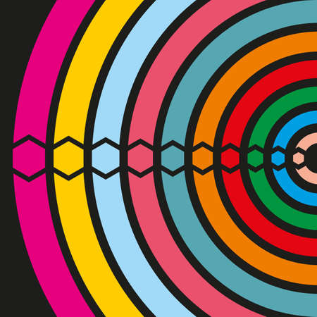 Multi-colored semi-circles and hexagons. Vectorのイラスト素材