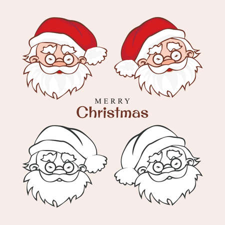 Set of four badges with Santa Clause's face.のイラスト素材