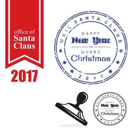 The stamp and imprint of the stamp. The Office Of Santa Claus.のイラスト素材