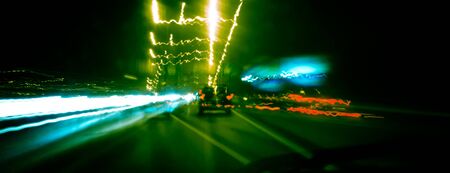 Driving car very fast in the night