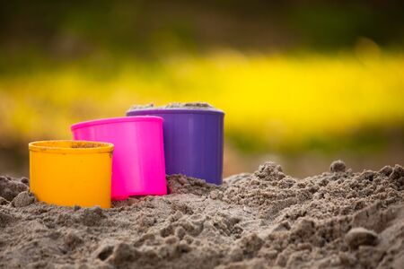 Child playground of sand with beach toysの写真素材