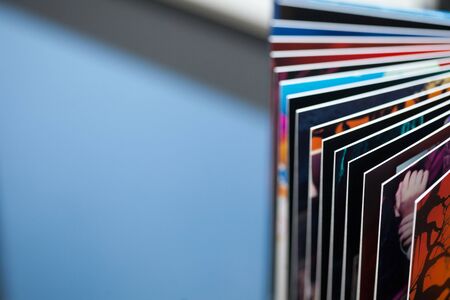 Closeup photo of colored book pagesの写真素材