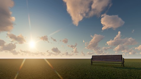 bench in sunriseの写真素材