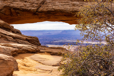 Mesa Arch in the Island in the Sky district of Canyonlands National Park near Moab Utahの写真素材