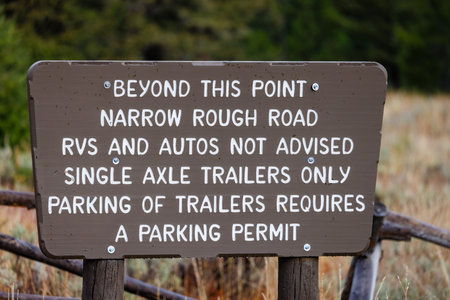 Sign with information in Grand Teton National Parkの写真素材