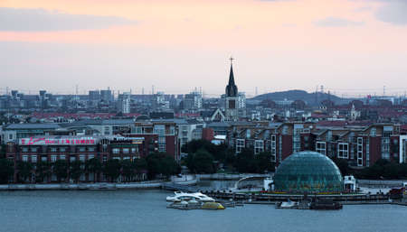 Landscape view of Shanghai city during sunset