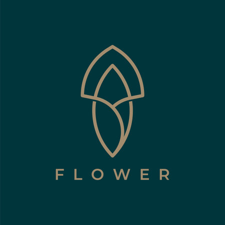 Luxury elegant tulip flower logo linear line art monogram style. Flower symbol. Beauty, spa, salon, cosmetics or boutique logo and more business.のイラスト素材