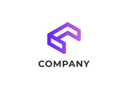 Initial Letter C Isometric Modern Line  Logo, Initial Letter Logo For Company Name, Alphabet Logo Template Ready For Use, Modern Initial Logoのイラスト素材