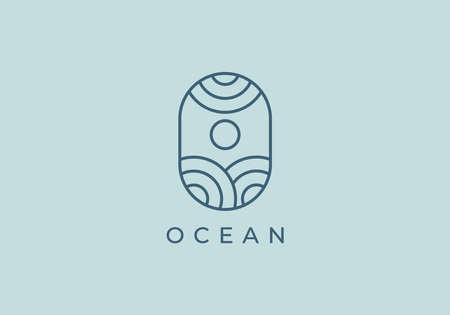 Ocean Sun Wave Logo Design Templateのイラスト素材