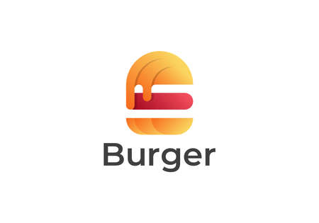 Burger 3d vector logo design. Food logo concept.のイラスト素材